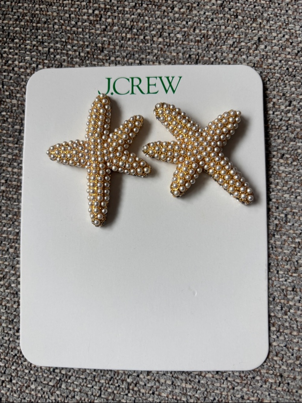 J. Crew Gold and Ivory Starfish Pearl Earrings